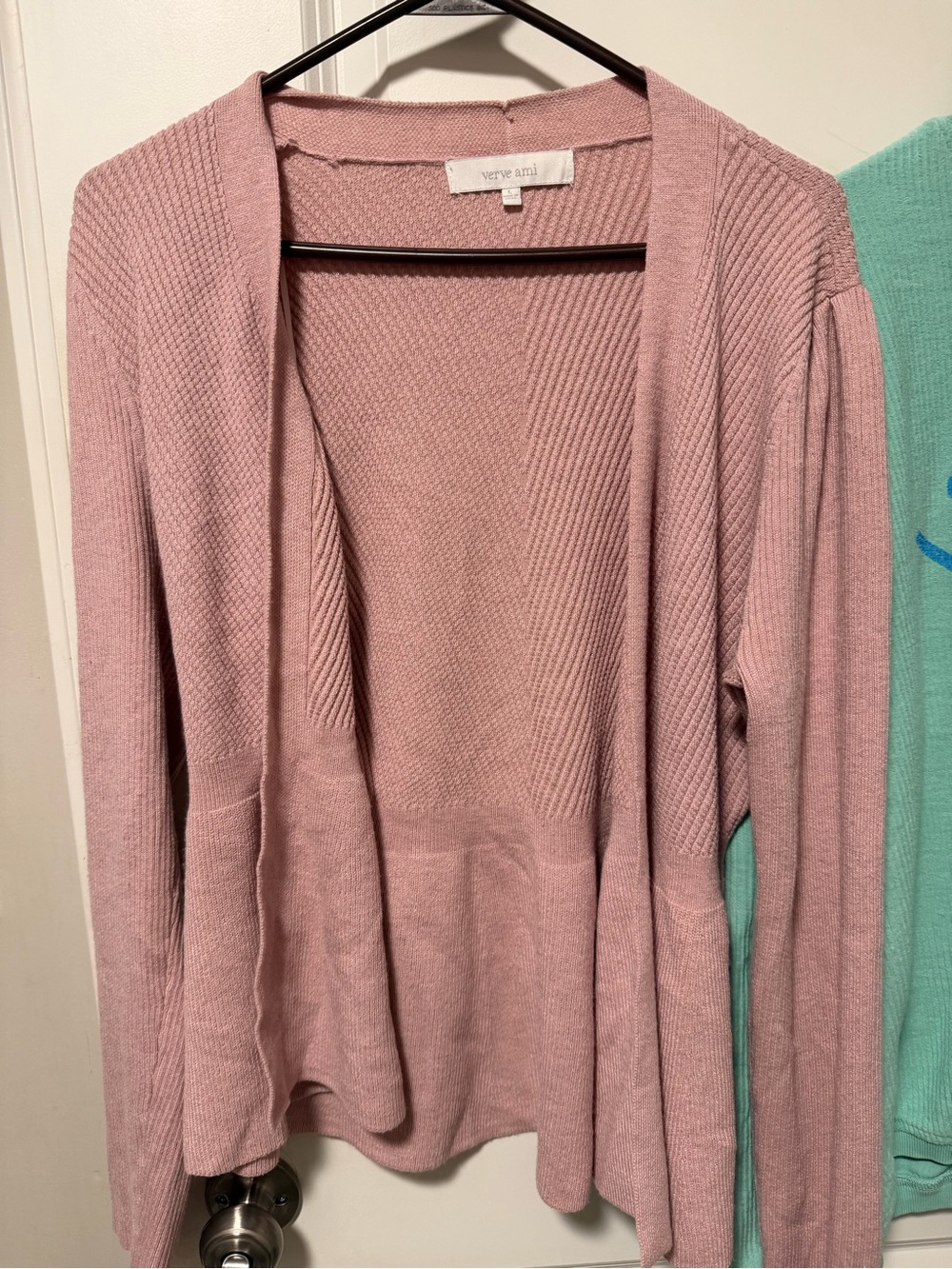Verve Ami Dusty Rose Open-Front Knit Cardigan